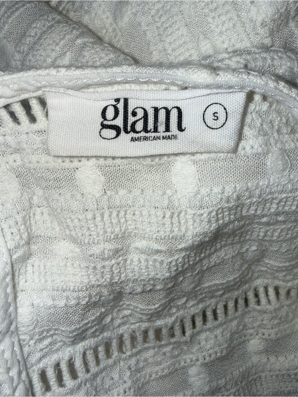 Glam Small White Tan Eyelet Lace Romper Crochet Trim Sleeveless Summer Boho - Picture 11 of 13